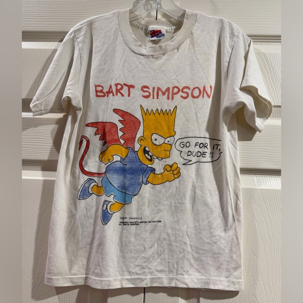 Bart Simpson Vintage 1989 T-Shirt “Go For it Dude” RARE Sz Medium